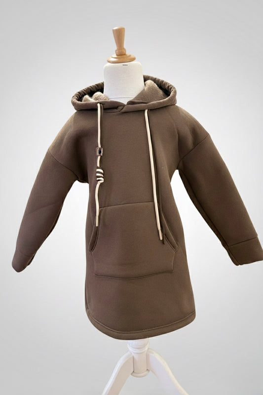 Robe sweat à capuche longue  polaire