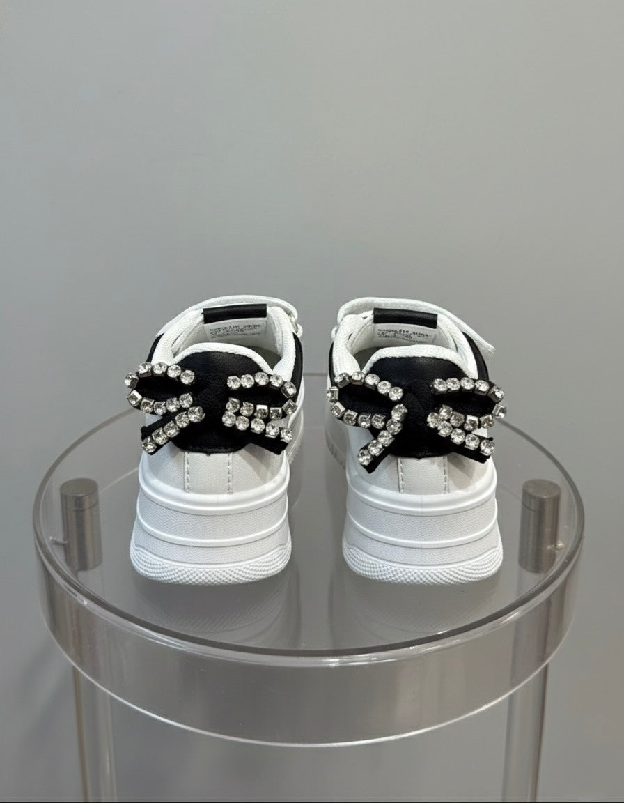 Baskets blanches avec nœud strass